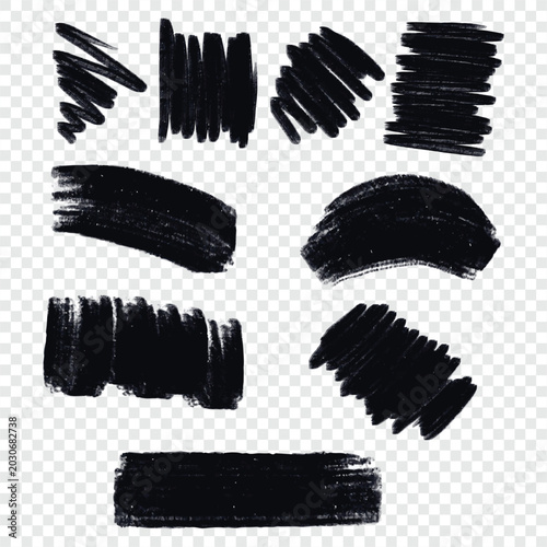 black brush strokes grunge set vector