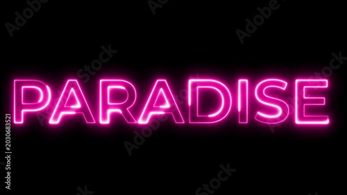 Pink Neon Paradise Sign Glowing Motion Graphic Background