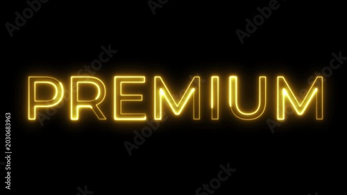 Golden Glowing Neon Premium Text Animation on Black Background