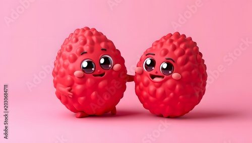 Cute 3D Lychee Mascot Character Illustration
