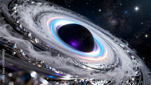 Cosmic black hole with glowing accretion disk
