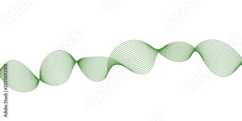 Slika na platnu Abstract green sine wave, smooth ribbon curve, modern oscillation vector, freque