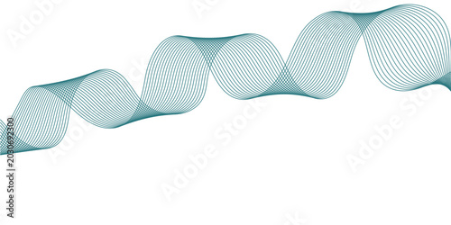 Fotografi Abstract blue wave ribbon gradient pattern, smooth sinusoidal curve vector, mode