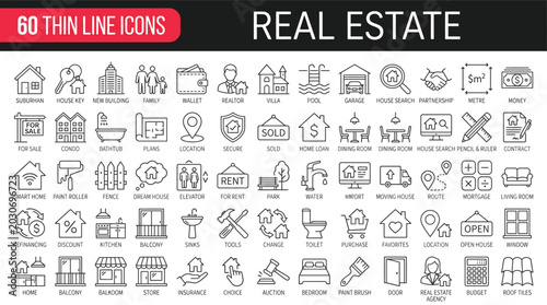 Foto Real Estate line icons set