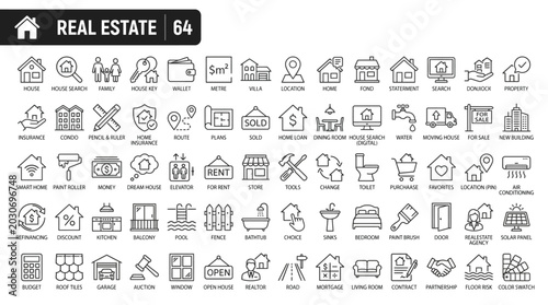 Foto Real Estate line icons set