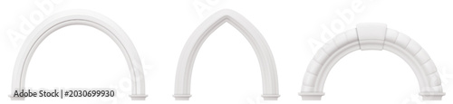 Photography Ancient greek arch gates, 3d realistic vector buildings elements isolated on background