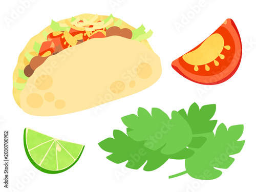 シンプルなタコスのイラストセット