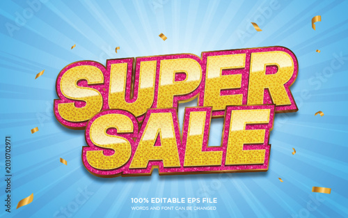 Super Sale 3d editable text style effect