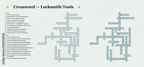 Bild auf Leinwand Crossword puzzle featuring locksmith tools and terminology