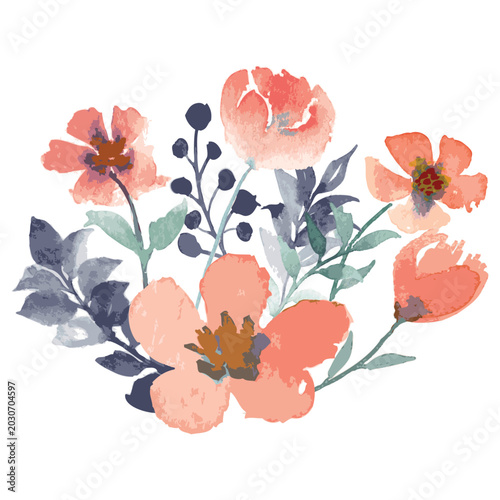 watercolor botanical flowers vector