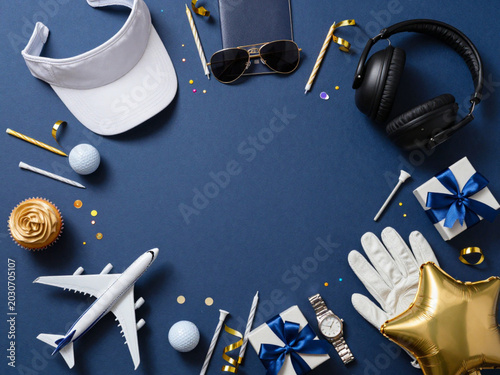 Golf themed for Luxury Pilot Golf Flat Lay 