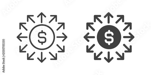 Obraz na płótnie Money Distribution icon. Line and glyph solid icon