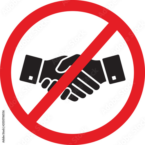 Bild auf Leinwand No Handshake Prohibition Sign Symbol Isolated on White Background