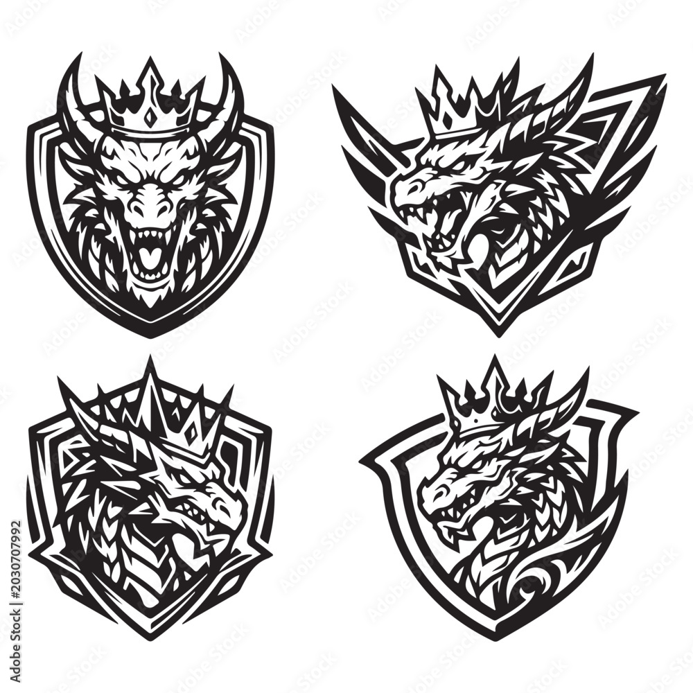 Fototapeta premium Cyber Dragon Mascot Logo Templates