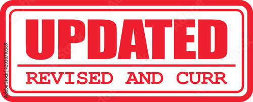 Tableau sur toile Vibrant red rectangular stamp prominently displaying the word 'UPDATED' with 'RE