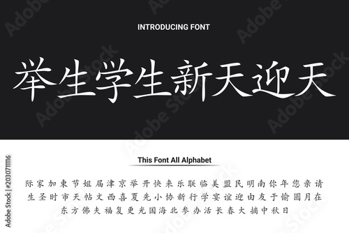 Obraz na plátně Japanese or Chinese type font calligraphy style vector