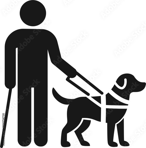 blind person with guide dog