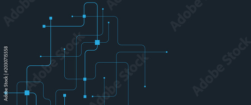 Tableau sur toile Abstract futuristic technology with crossed lines and dots geometric vector back