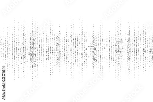 Data code background. Binary 01 numbers flow. Rain and stream of digital elements on white backdrop. Abstract futuristic pattern. Vector