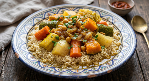 North African Couscous with Seven Vegetables 8K Photo