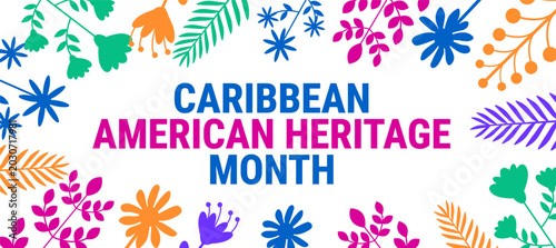 Caribbean American Heritage Month background, banner, card or poster design template is observed every year during June, to raise awareness about the mission. Vector illustration.