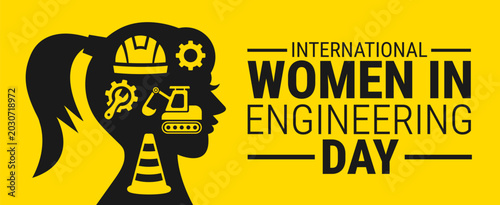 International women in engineering day background, banner, card or poster design template is observed every year during June, to raise awareness about the mission. Vector illustration.