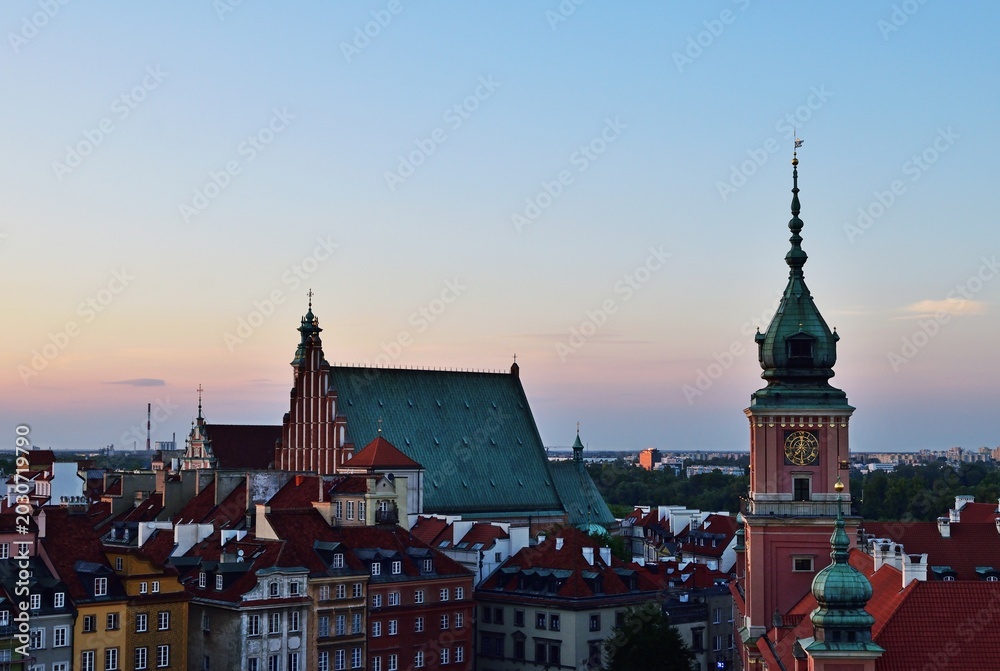 Fototapeta premium Warschau Altstadt im Sonnenuntergang