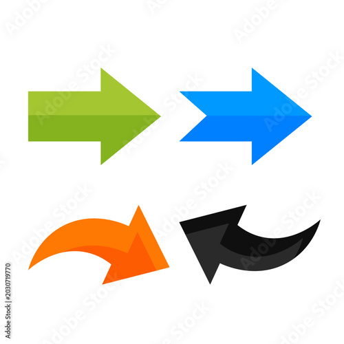 Modern Arrow Icon Set with Colorful Flat Geometric Directional Pointers