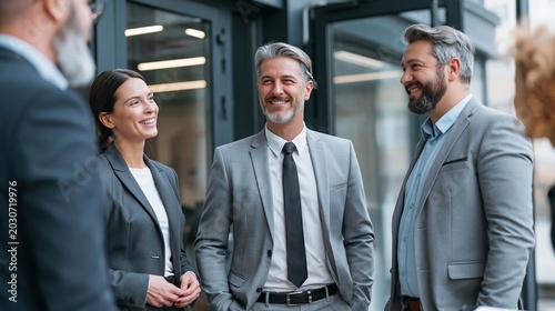 Business men and women co-worker and client at modern office