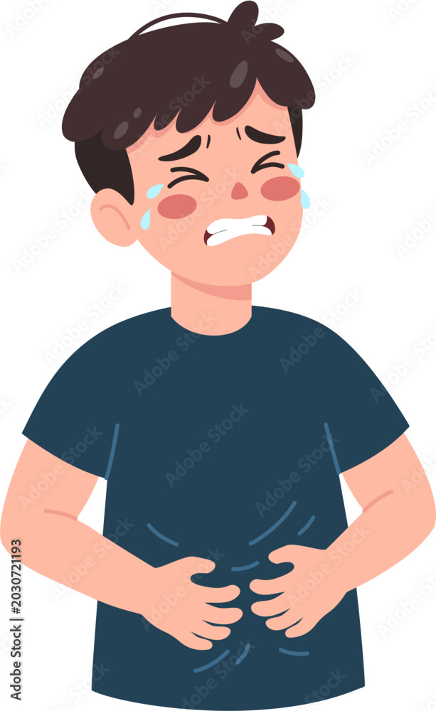 Fototapeta premium Boy crying for stomach ache 