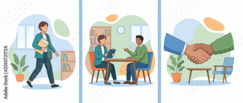 Professional Job Interview Process and Successful Hiring Illustration