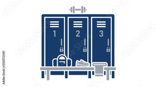 Modern Locker Storage Illustration with Secure School Gym and Office Cabinet Organization System Design