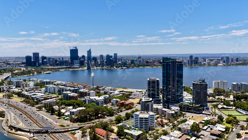 Quadro su tela South Perth, Perth City, Western Australia, Australia – 4K Aerial Drone View of