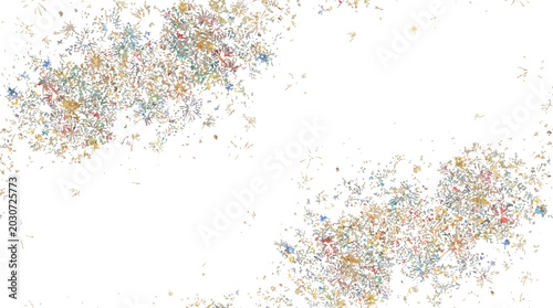Confetti bursts scattered in an artistic arrangement represent joy and festive celebration.