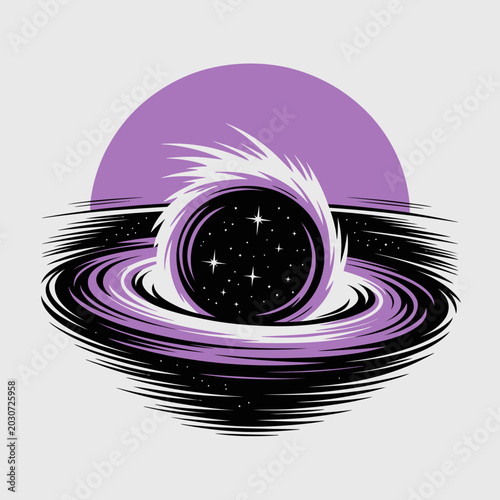 Tableau sur toile Black Hole with Purple Accretion Disk.