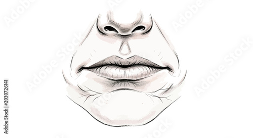 close-up illustration of a face with lips and nose