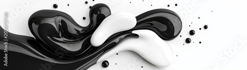 Abstract black and white paint swirl design.