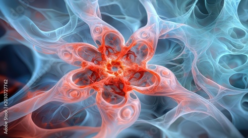 Abstract swirl with vibrant colors and shapes.