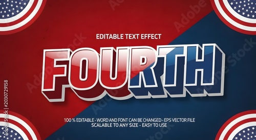 Fourth of july editable text effect with american flag colors and patriotic design