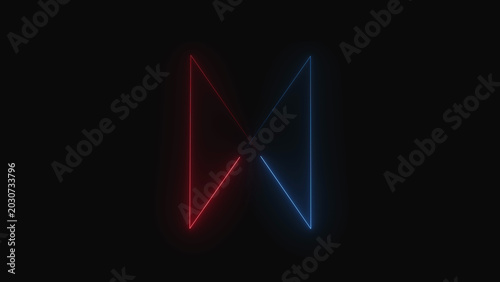 Fényképezés A neon logo glows brightly against a dark background with red and blue lights