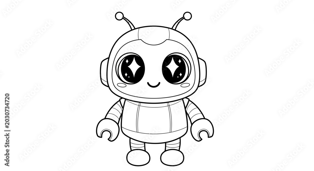 Fototapeta premium Cute Cartoon Robot Character Design.
