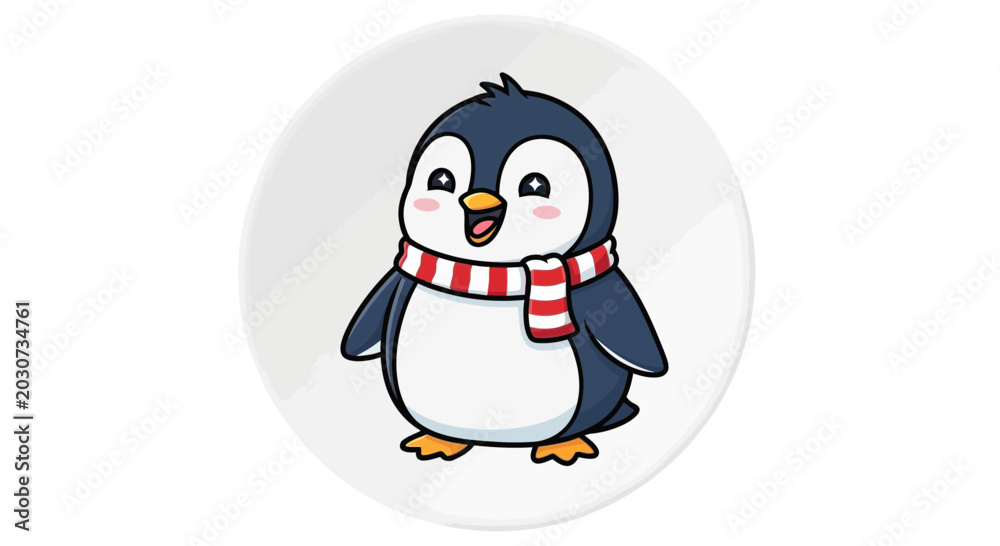 Obraz premium Cute Penguin Wearing Red Scarf.