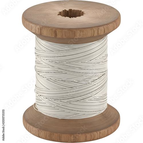 Wooden spool with decorative twine