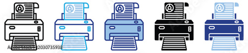 Foto Printer icon set multiple style collection