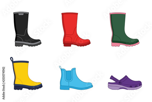 Foto Colorful Wellington Rain Boots Set Isolated on White