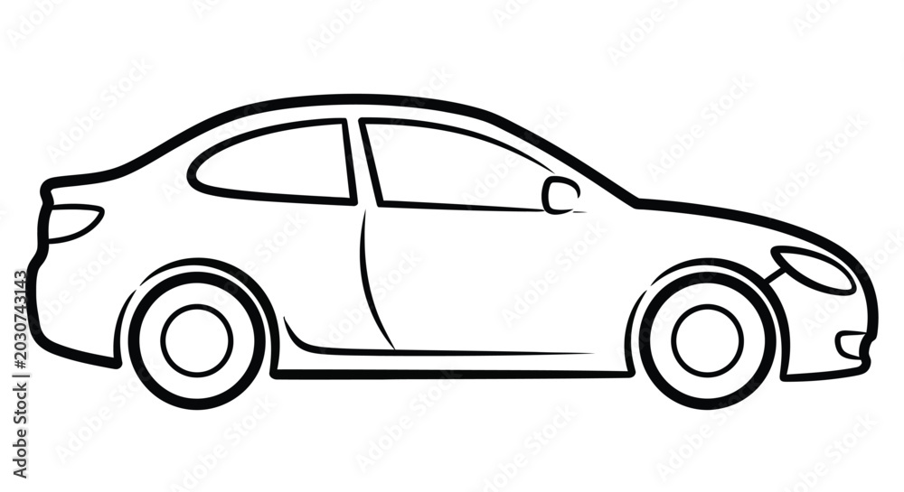 Obraz premium car silhouette in black and white line art high quality professional
