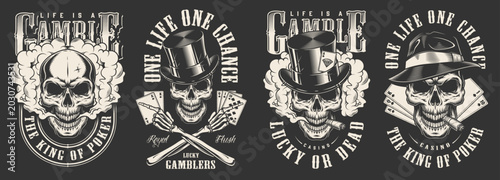 Skulls in poker theme design