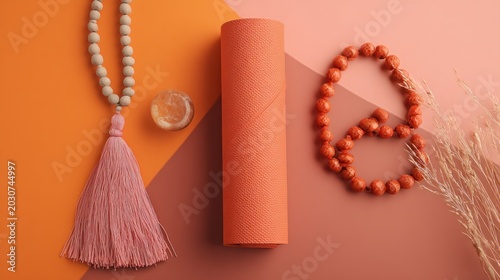Zen Meditation Objects and Natural Elements Arranged Artfully.