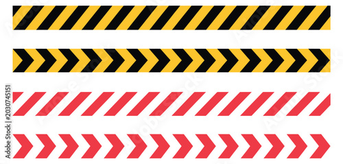 Bild auf Leinwand Caution warning stripe set featuring seamless barricade tape patterns for safety signage and hazard area marking
