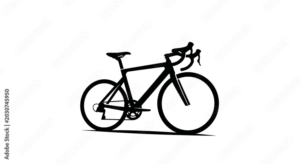 Fototapeta premium Silhouette of a modern road bicycle on a white background isolated design